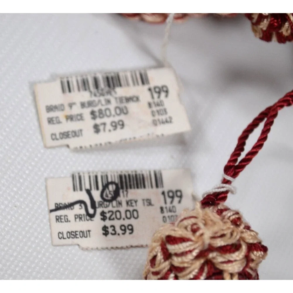 Lot of 4 Vintage Red & Ivory Drapery TieBacks Twisted Cord‎ Regency Shabby Chic